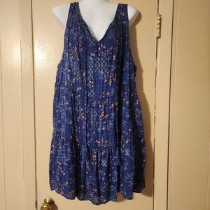 Wonderly Floral Blue Sleeveless Dress W/Navy Cardigan Size 3X